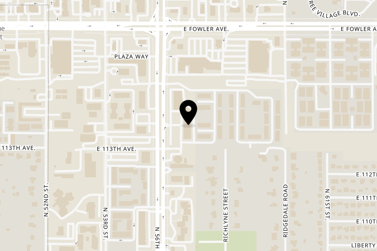 Map showing the location of Saigon Bay on 11301 N 56th St in Tampa